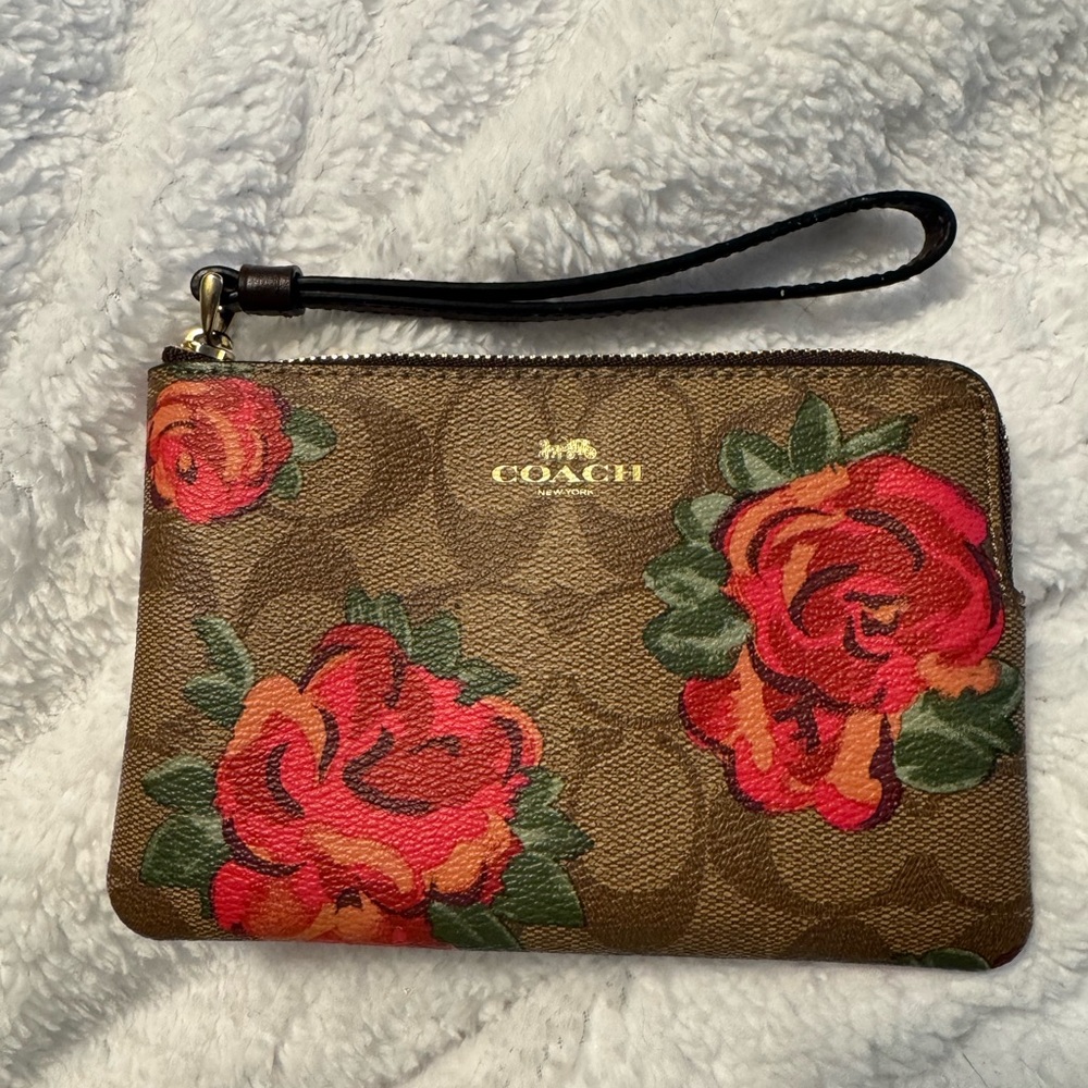 Coach Floral corner zip Wristlet